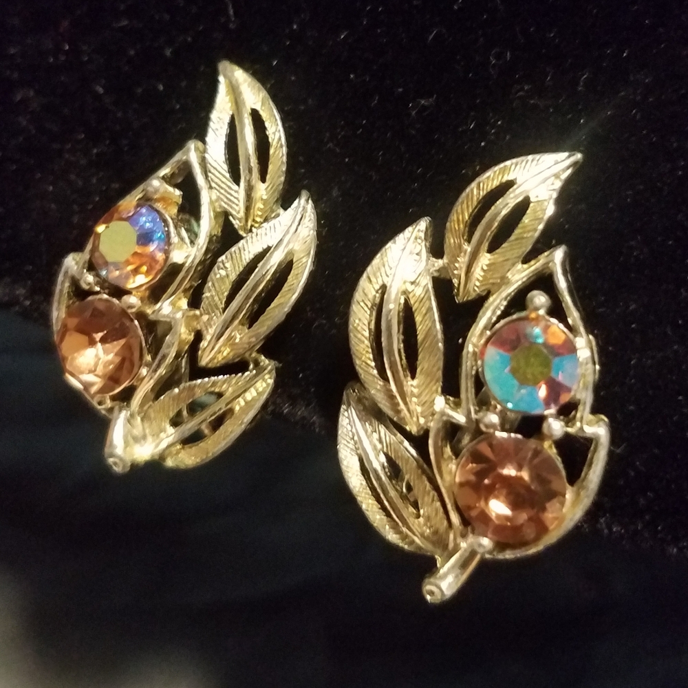 Vintage earrings  with multicolored crystals